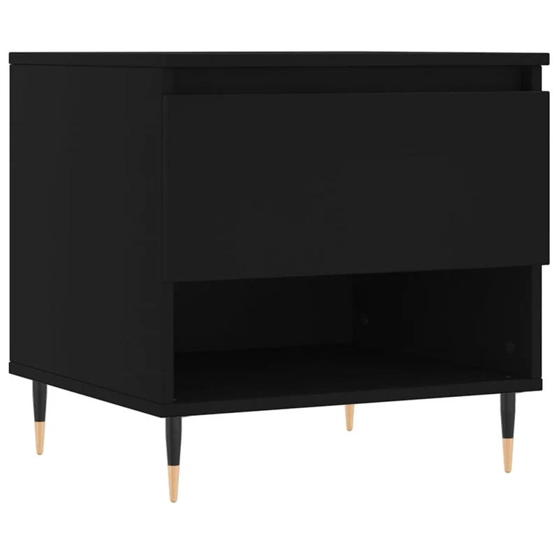 Lot de 2 tables de chevets avec tiroir 50 x 46 x 50 cm bois d'ingénierie noir et métal DEC040414
