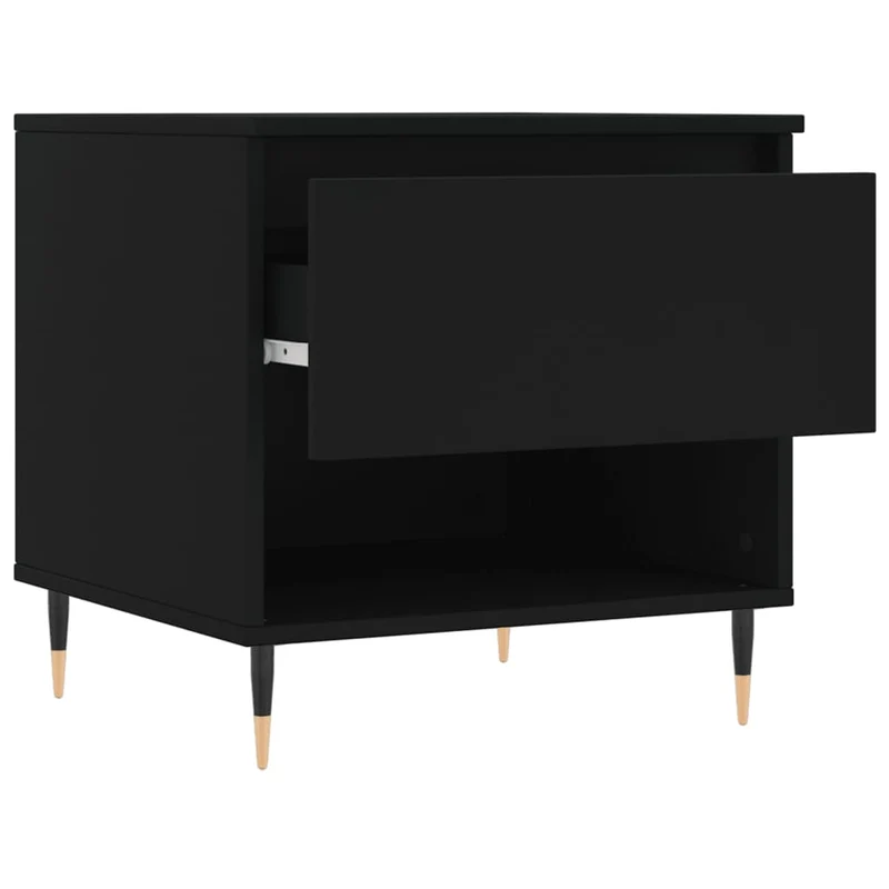 Lot de 2 tables de chevets avec tiroir 50 x 46 x 50 cm bois d'ingénierie noir et métal DEC040414