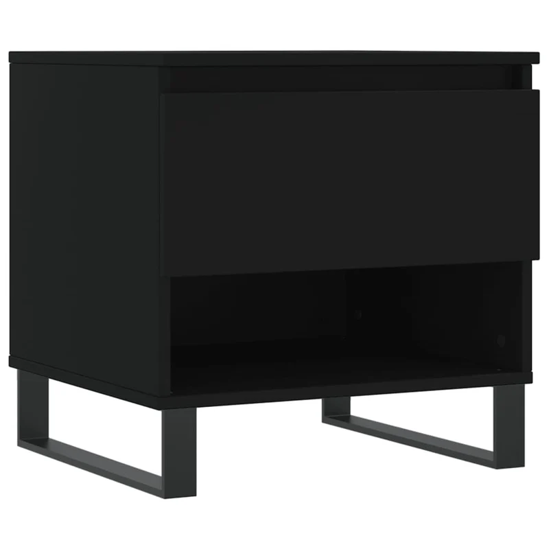 Lot de 2 tables de chevets avec tiroir 50 x 46 x 50 cm bois d'ingénierie noir et métal DEC040413