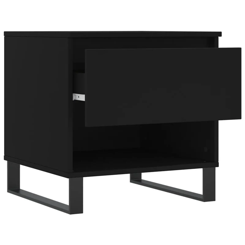 Lot de 2 tables de chevets avec tiroir 50 x 46 x 50 cm bois d'ingénierie noir et métal DEC040413