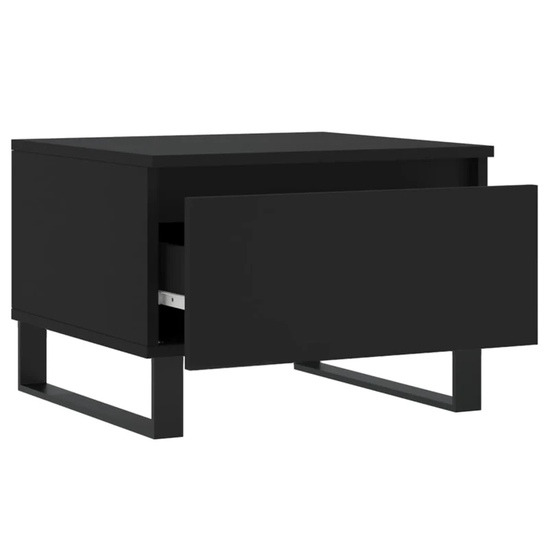 Lot de 2 tables de chevets avec tiroir 50 x 46 x 35 cm bois d'ingénierie noir et métal DEC040412