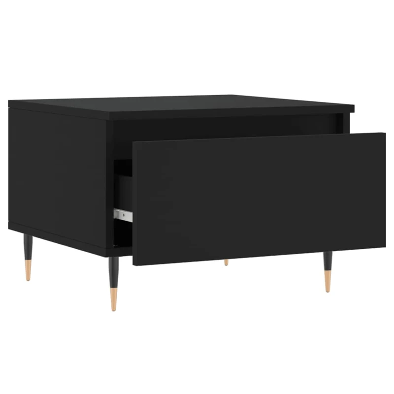 Lot de 2 tables de chevets avec tiroir 50 x 46 x 35 cm bois d'ingénierie noir et métal DEC040411