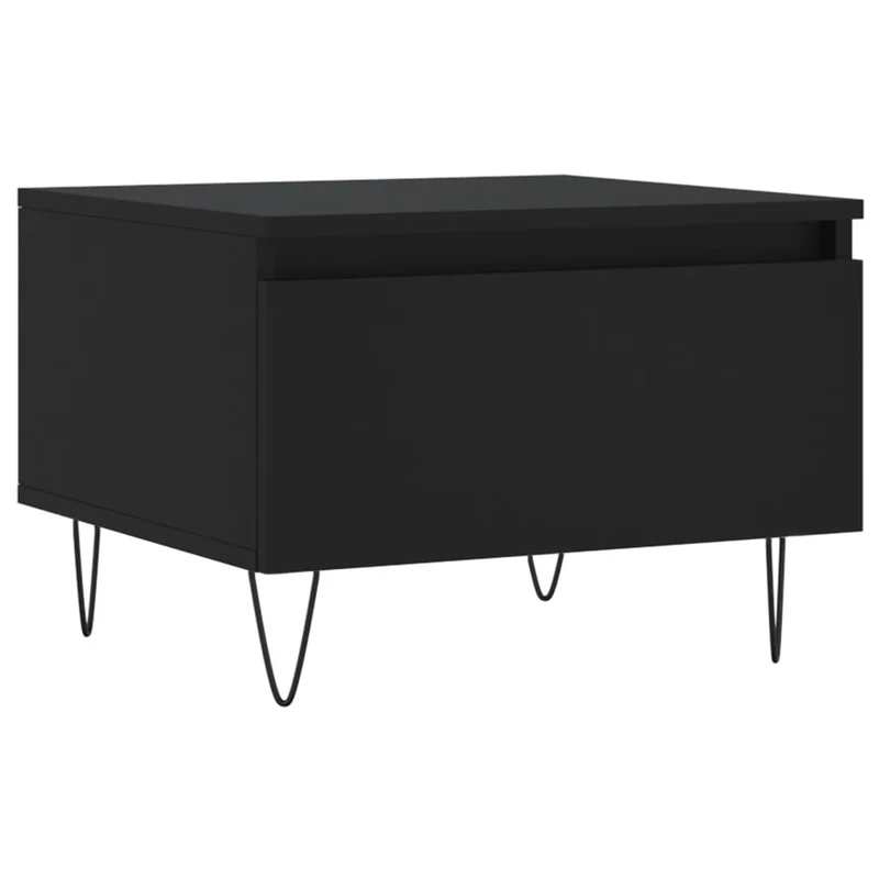 Lot de 2 tables d'appoint avec tiroir 50 x 46 x 35 cm bois d'ingénierie noir et métal DEC040410