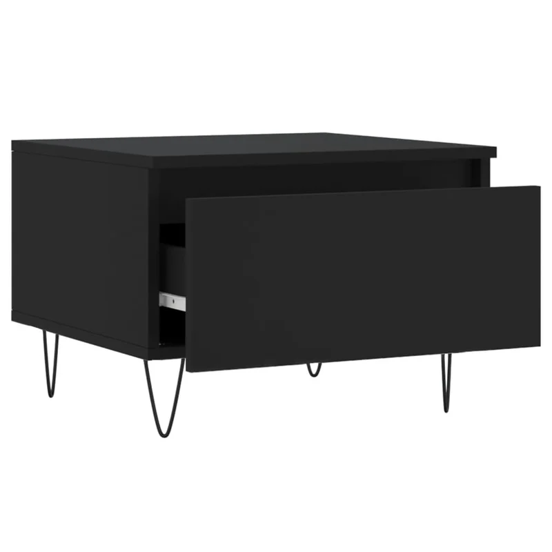 Lot de 2 tables d'appoint avec tiroir 50 x 46 x 35 cm bois d'ingénierie noir et métal DEC040410