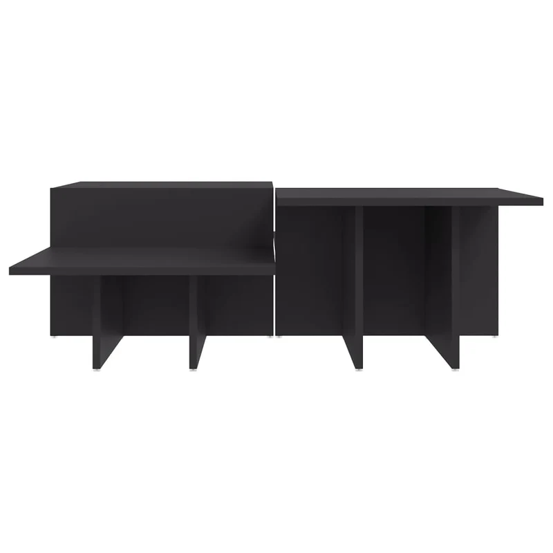 Lot de 2 tables d'appoint avec étagères 111,5 x 50 x 33 cm en bois d'ingénierie gris DEC040392