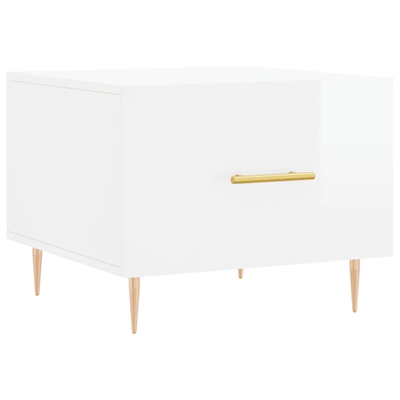 Lot de 2 tables basses d'appoint avec tiroir 50 x 50 x 40cm bois d'ingénierie blanc et fer DEC040335