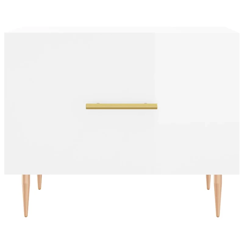 Lot de 2 tables basses d'appoint avec tiroir 50 x 50 x 40cm bois d'ingénierie blanc et fer DEC040335