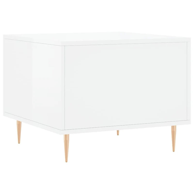Lot de 2 tables basses d'appoint avec tiroir 50 x 50 x 40cm bois d'ingénierie blanc et fer DEC040335