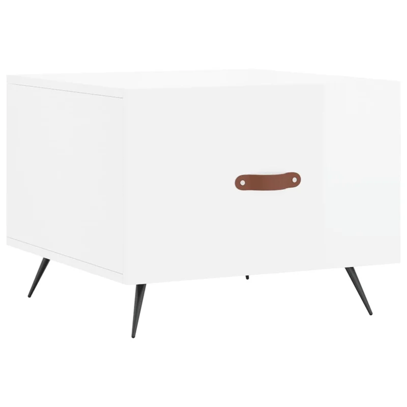 Lot de 2 tables basses d'appoint avec tiroir 50 x 50 x 40cm bois d'ingénierie blanc et fer DEC040334