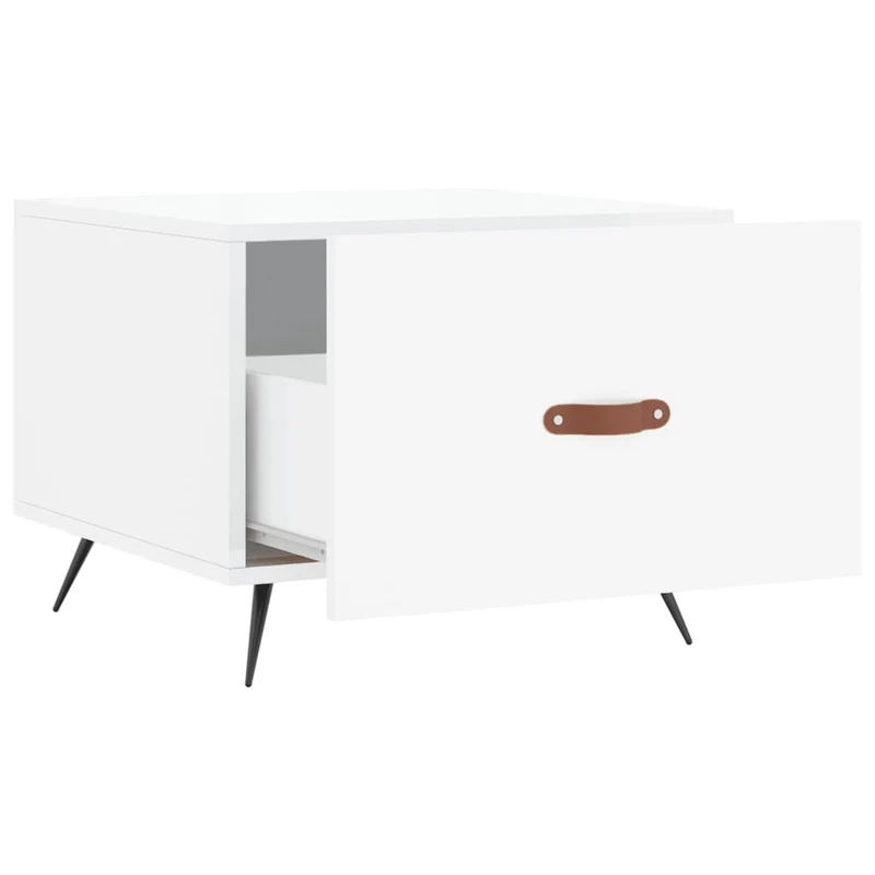 Lot de 2 tables basses d'appoint avec tiroir 50 x 50 x 40cm bois d'ingénierie blanc et fer DEC040334
