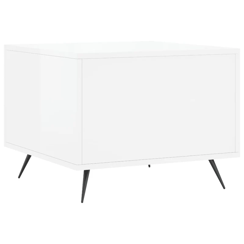 Lot de 2 tables basses d'appoint avec tiroir 50 x 50 x 40cm bois d'ingénierie blanc et fer DEC040334