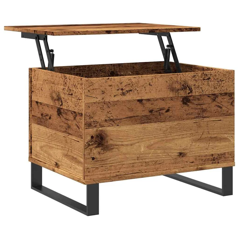 Table basse avec plateau relevable 60 x 44,5 x 45 cm bois d'ingénierie marron effet vieilli et métal DEC040208