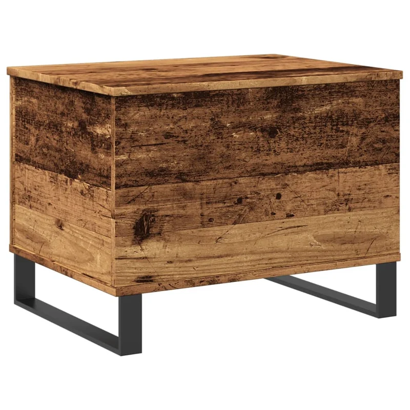 Table basse avec plateau relevable 60 x 44,5 x 45 cm bois d'ingénierie marron effet vieilli et métal DEC040208