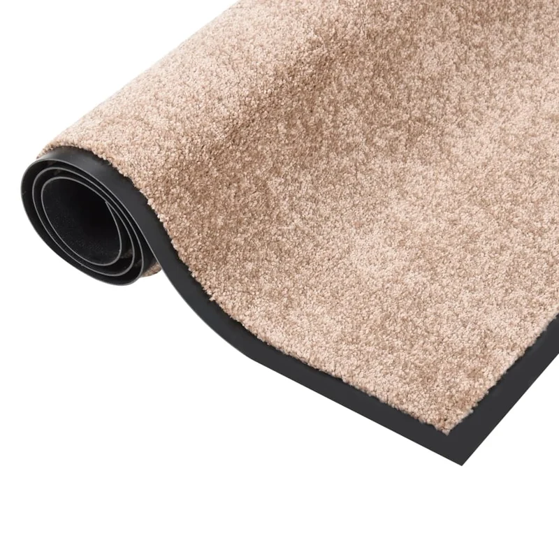 Paillasson porte d'entrée dessous antidérapant 80 x 120 cm PP torsadé vinyle beige DEC040589