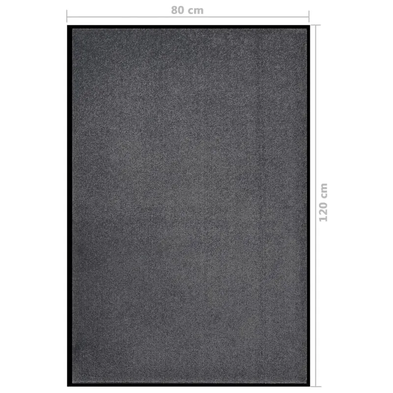 Paillasson porte d'entrée dessous antidérapant 80 x 120 cm PP torsadé anthracite et vinyle DEC040584