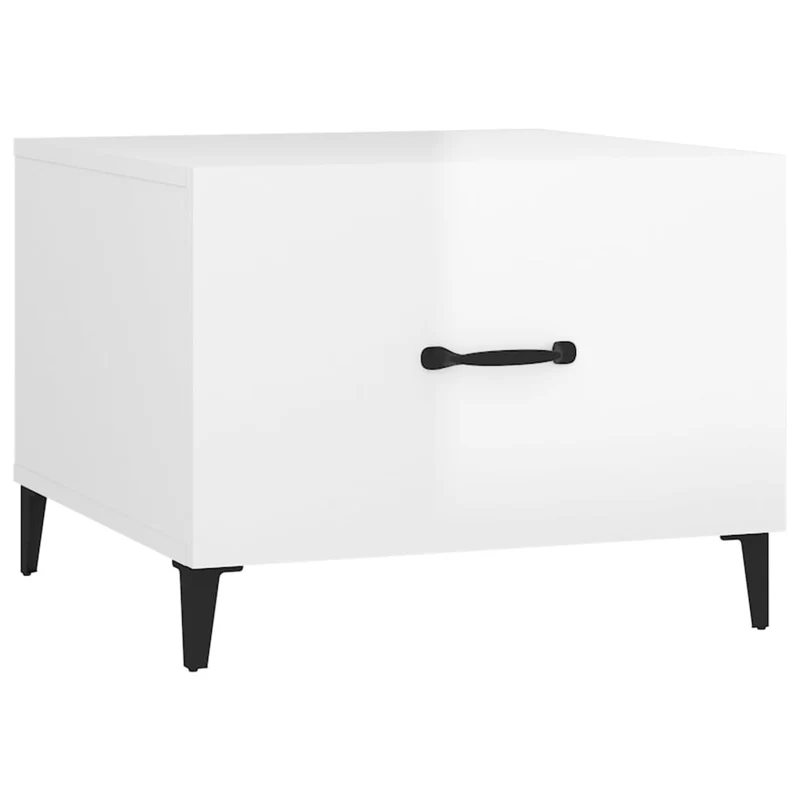 Lot de 2 tables basses avec pieds métal noir et bois d'ingénierie brillant 50 x 50 x 40 cm DEC040486