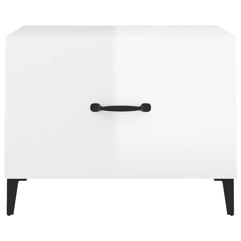 Lot de 2 tables basses avec pieds métal noir et bois d'ingénierie brillant 50 x 50 x 40 cm DEC040486