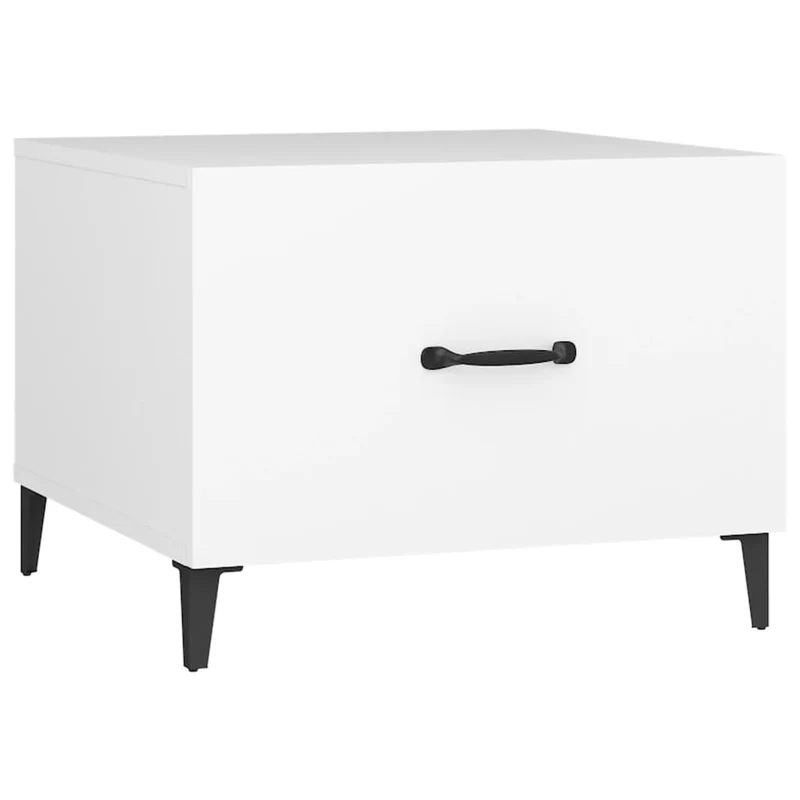 Lot de 2 tables de chevets avec pieds en métal noir et bois d'ingénierie blanc 50 x 50 x 40 cm DEC040479