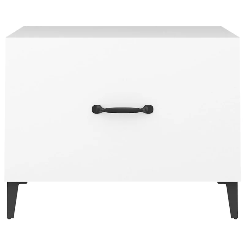 Lot de 2 tables de chevets avec pieds en métal noir et bois d'ingénierie blanc 50 x 50 x 40 cm DEC040479