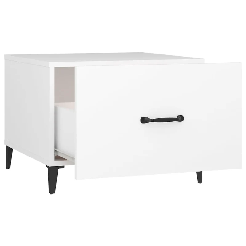 Lot de 2 tables de chevets avec pieds en métal noir et bois d'ingénierie blanc 50 x 50 x 40 cm DEC040479