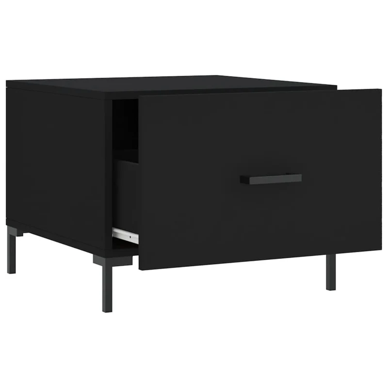 Lot de 2 tables de chevets avec tiroir 50 x 50 x 40 cm bois d'ingénierie noir et fer DEC040417