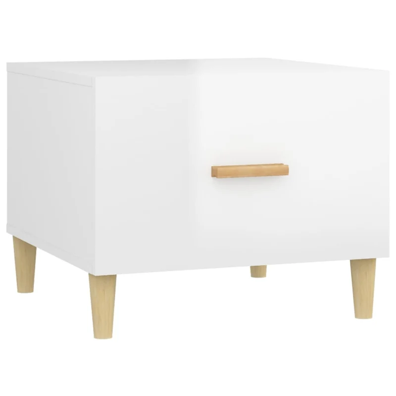 Lot de 2 tables basses tabls de chevet avec tiroir 50 x 50 x 40cm bois d'ingénierie blanc brillant DEC040327