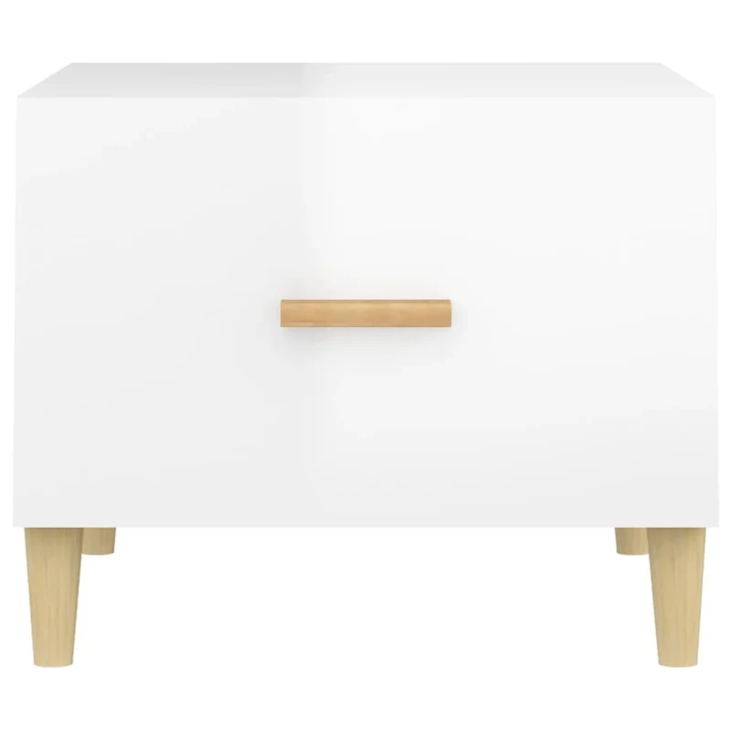 Lot de 2 tables basses tabls de chevet avec tiroir 50 x 50 x 40cm bois d'ingénierie blanc brillant DEC040327
