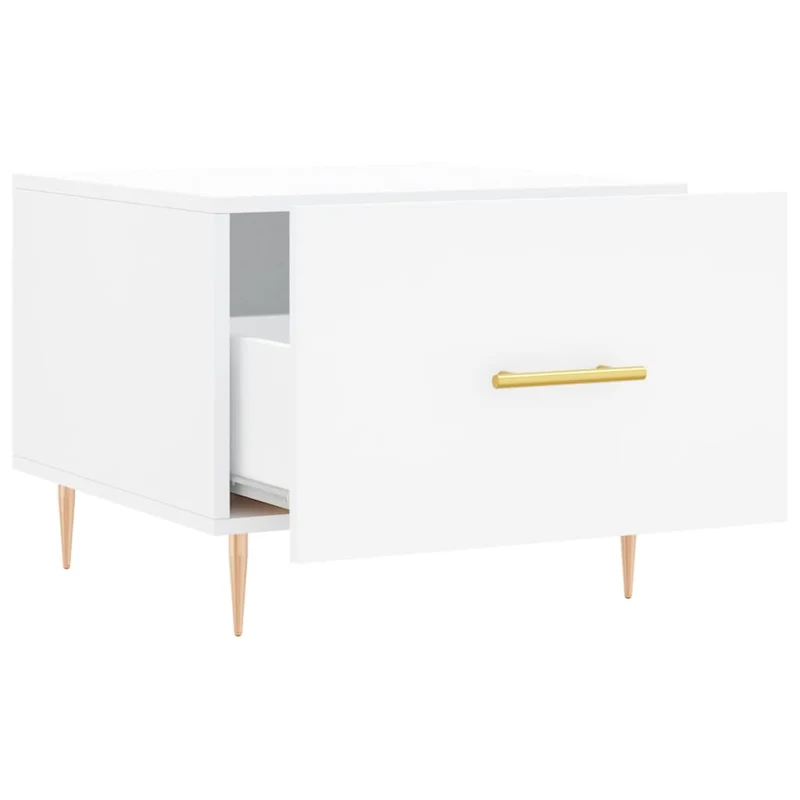 Lot de 2 tables de chevets avec tiroir 50 x 50 x 40 cm bois d'ingénierie blanc et fer DEC040312