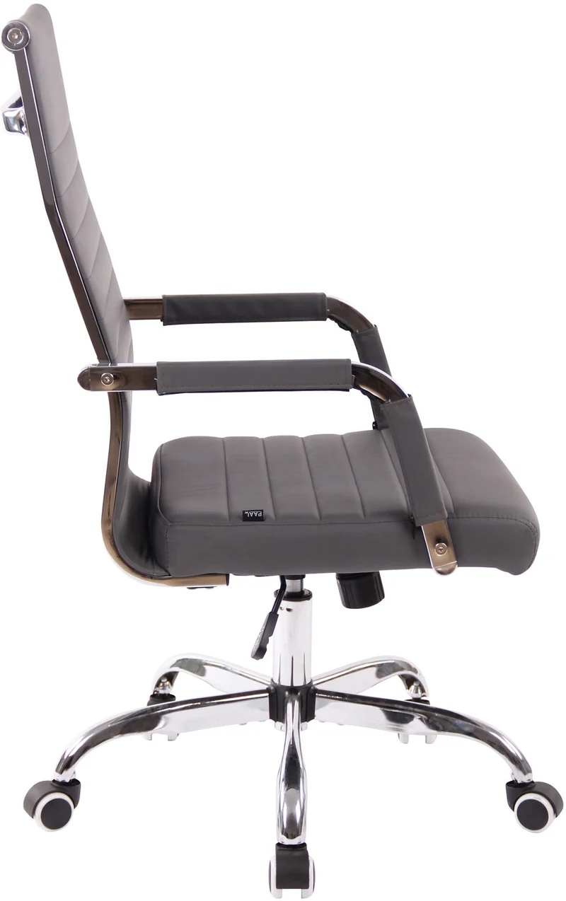 Fauteuil de bureau sur roulettes confortable hauteur réglable en synthétique gris cadre métal chromé BUR10572
