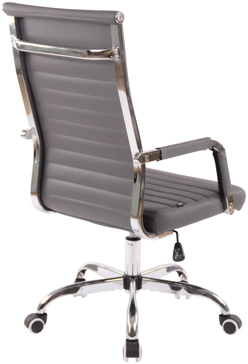 Fauteuil de bureau sur roulettes confortable hauteur réglable en synthétique gris cadre métal chromé BUR10572