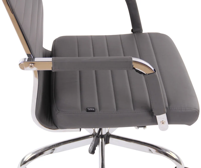 Fauteuil de bureau sur roulettes confortable hauteur réglable en synthétique gris cadre métal chromé BUR10572