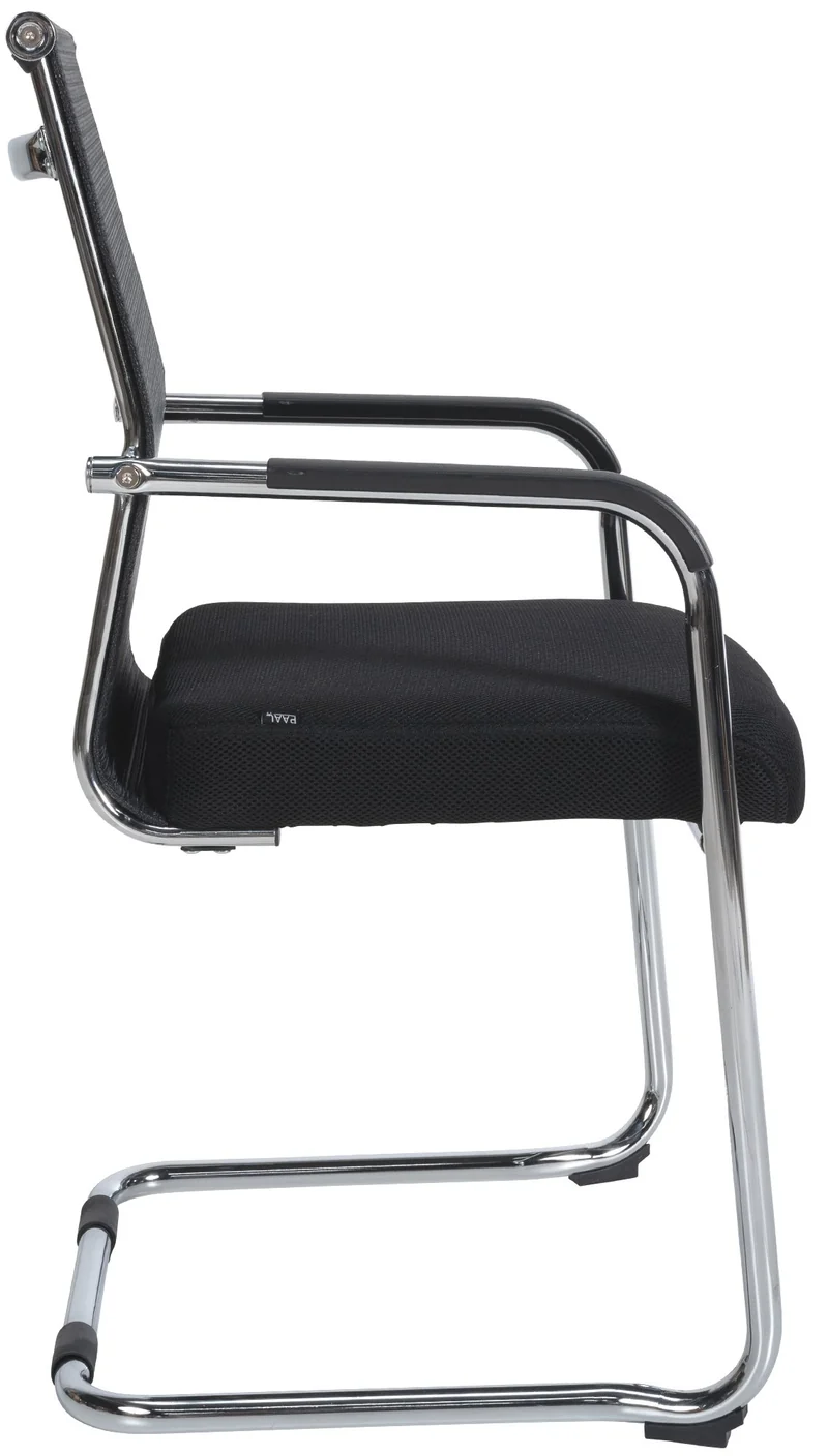 Fauteuil de bureau chaise de salle à manger sans roulettes en tissu maille noir piètement métal BUR10679