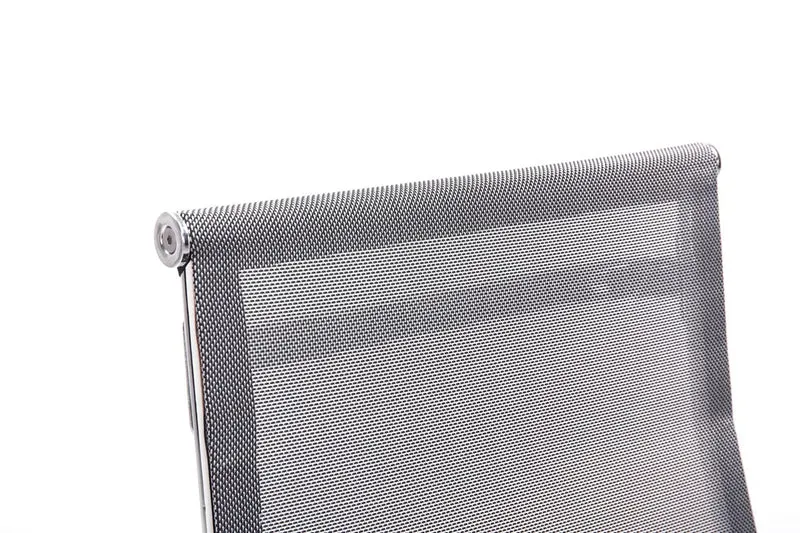 Chaise de bureau fauteuil visiteur sans roulettes dossier haut en tissu maille gris et métal chromé 10_0003319