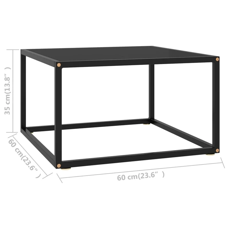 Table basse design moderne et contemporaine avec verre et acier noir 60 x 60 x 35 cm DEC039881