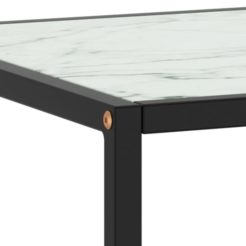 Table basse design moderne et contemporain avec verre aspect marbre noir et blanc 90 x 90 x 50 cm DEC039873