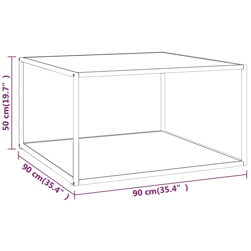 Table basse design moderne et contemporain avec verre aspect marbre noir et blanc 90 x 90 x 50 cm DEC039873
