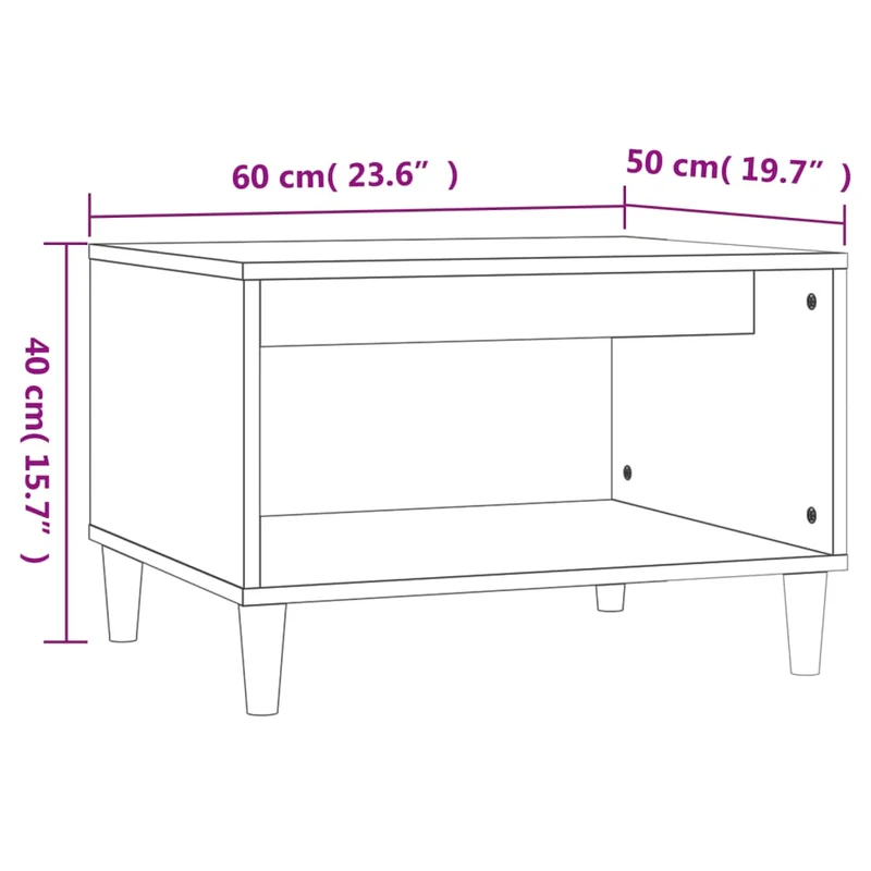 Table basse design moderne et contemporain 60 x 50 x 40 cm bois d'ingénierie noir DEC039711
