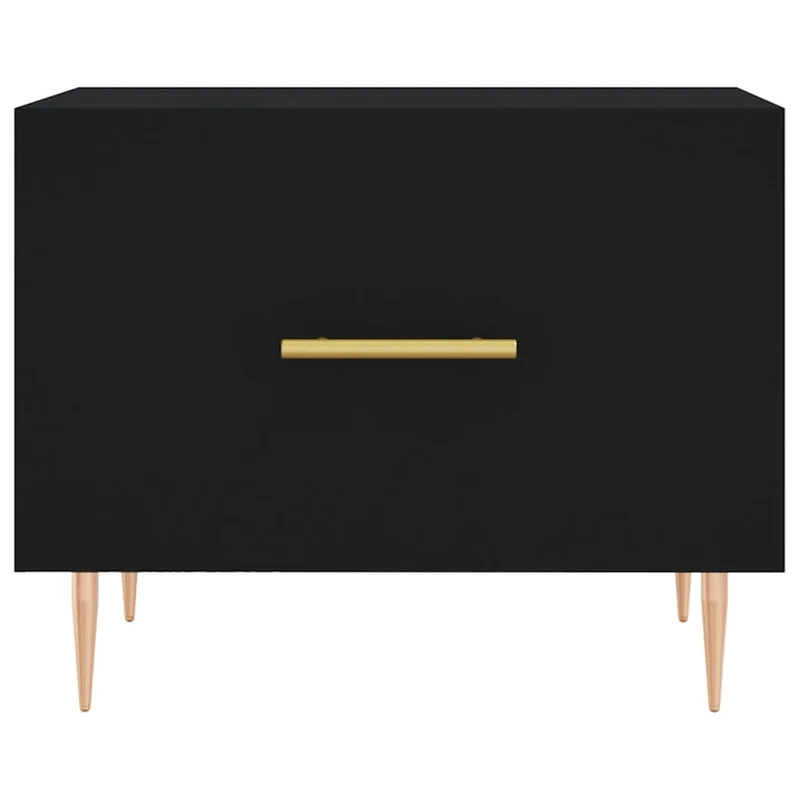 Table basse avec tiroir design moderne et contemporaine 50 x 50 x 40 cm bois d'ingénierie noir et fer DEC039666
