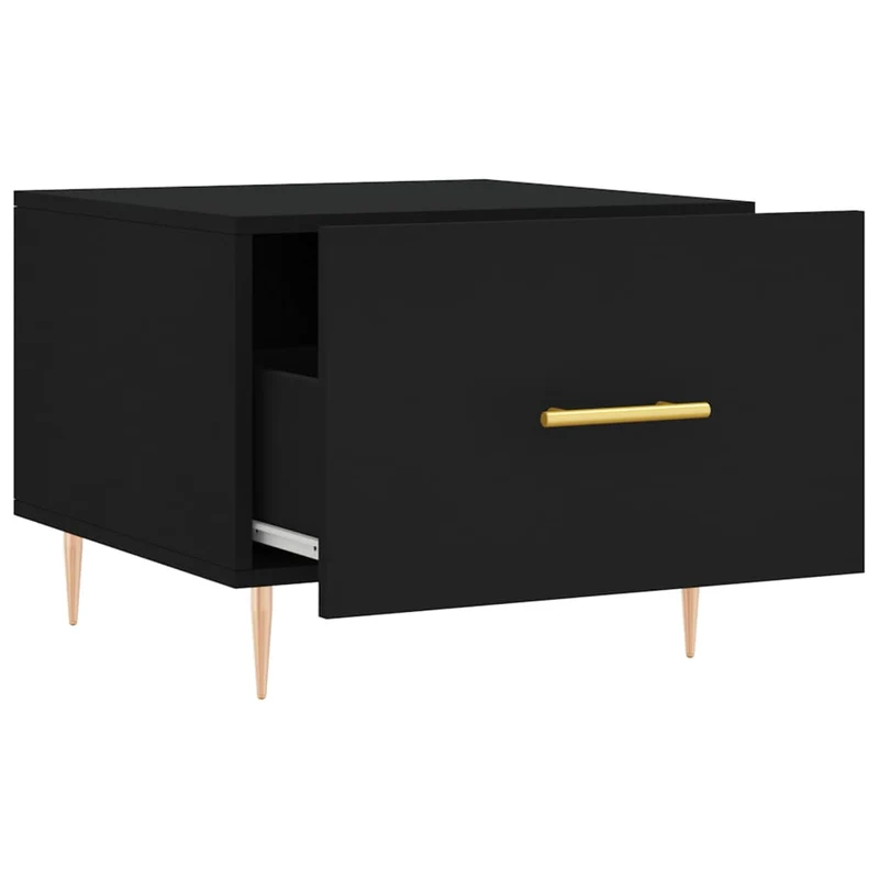 Table basse avec tiroir design moderne et contemporaine 50 x 50 x 40 cm bois d'ingénierie noir et fer DEC039666