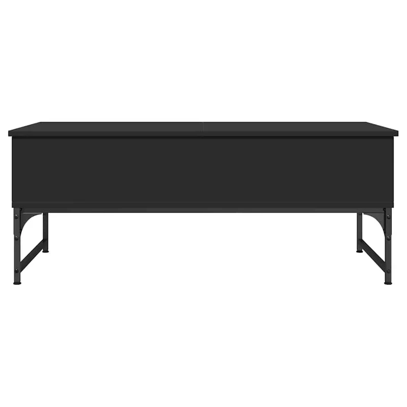 Table basse avec compartiment de rangement design moderne et contemporain 100 x 50 x 40 cm bois d'ingénierie et métal noir DEC039550