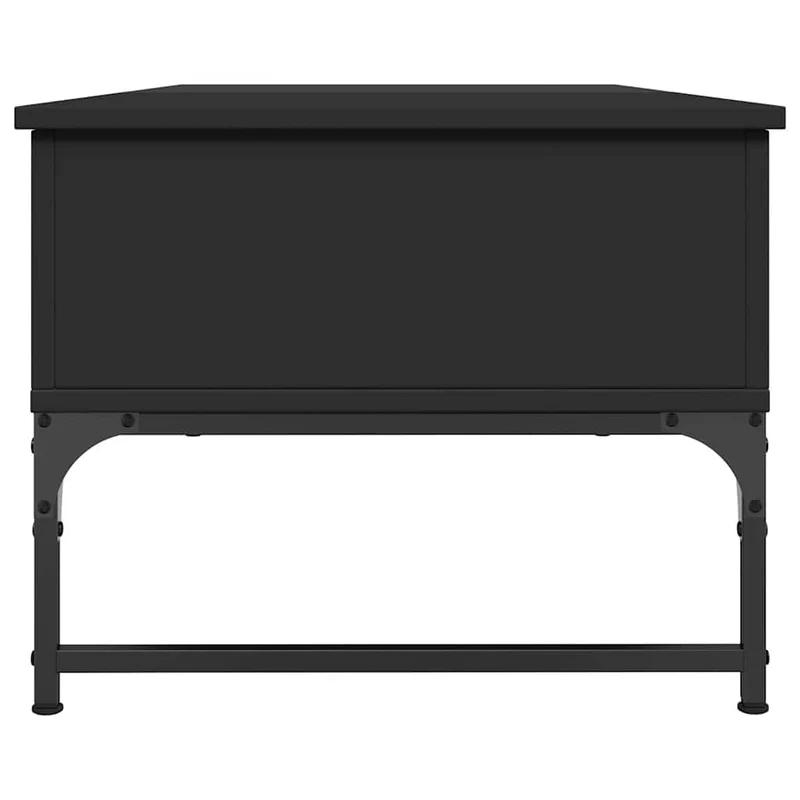 Table basse avec compartiment de rangement design moderne et contemporain 100 x 50 x 40 cm bois d'ingénierie et métal noir DEC039550