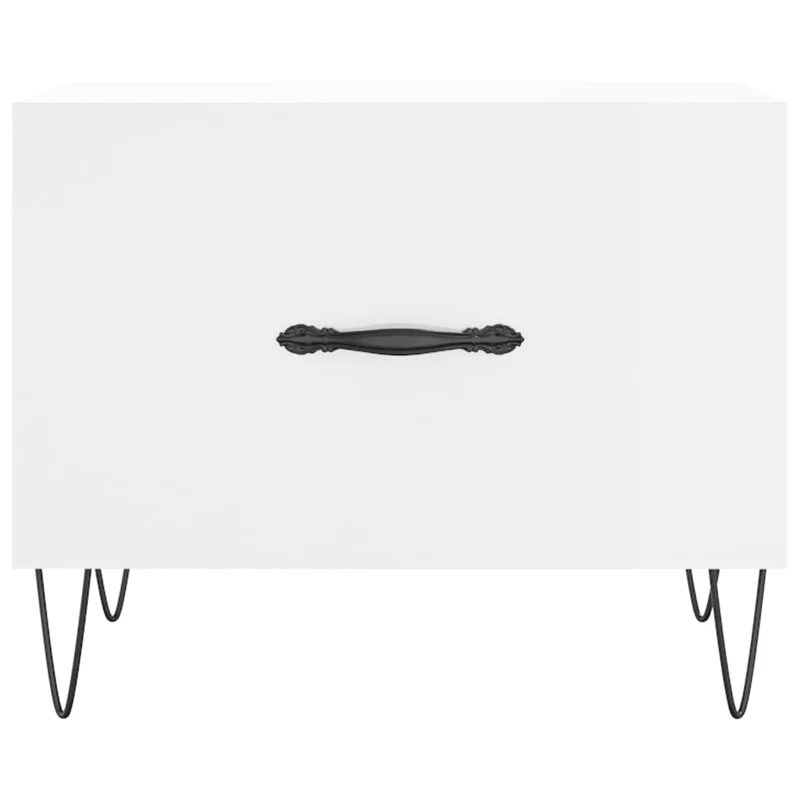 Table basse avec tiroir design moderne et contemporain 50 x 50 x 40 cm bois d'ingénierie blanc et métal DEC038097
