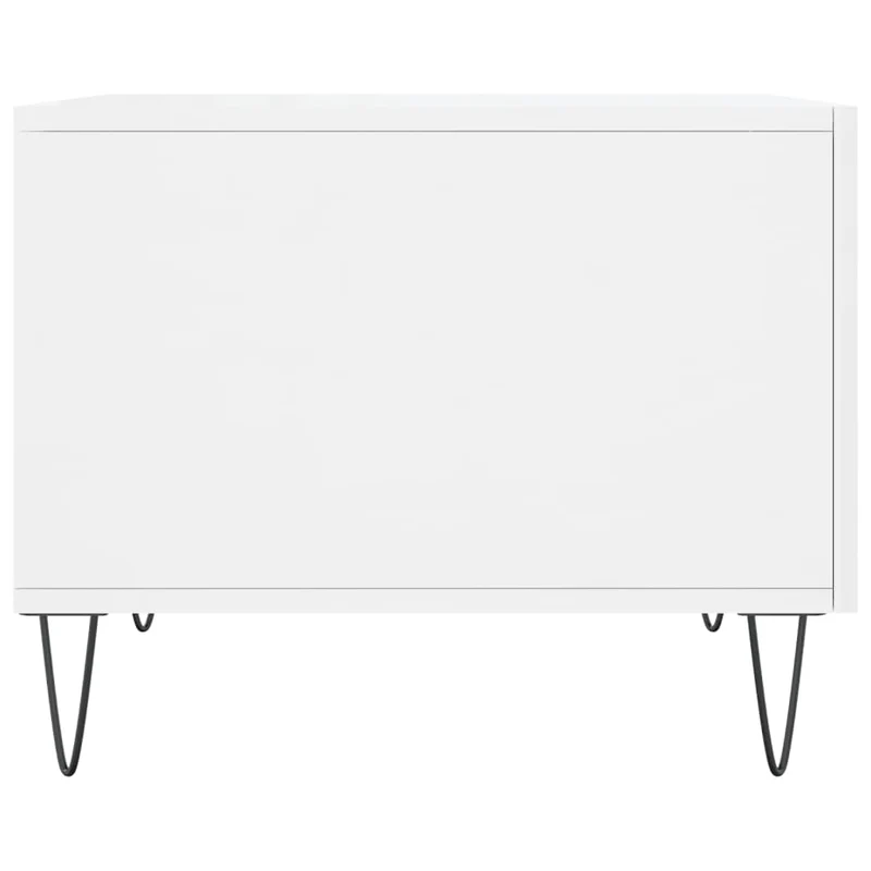Table basse avec tiroir design moderne et contemporain 50 x 50 x 40 cm bois d'ingénierie blanc et métal DEC038097