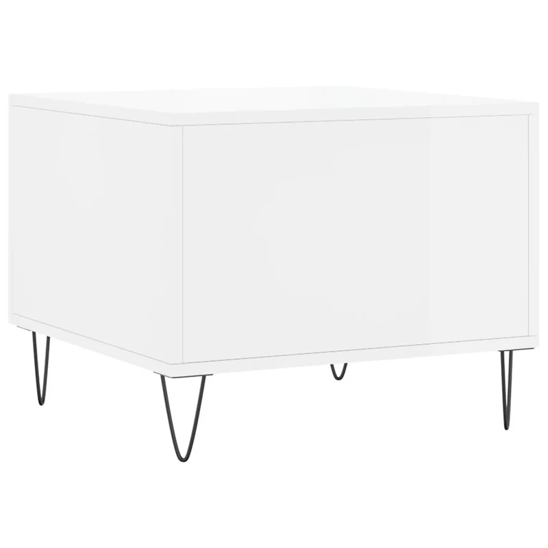 Table basse avec tiroir design moderne et contemporain 50 x 50 x 40 cm bois d'ingénierie blanc et métal DEC038097