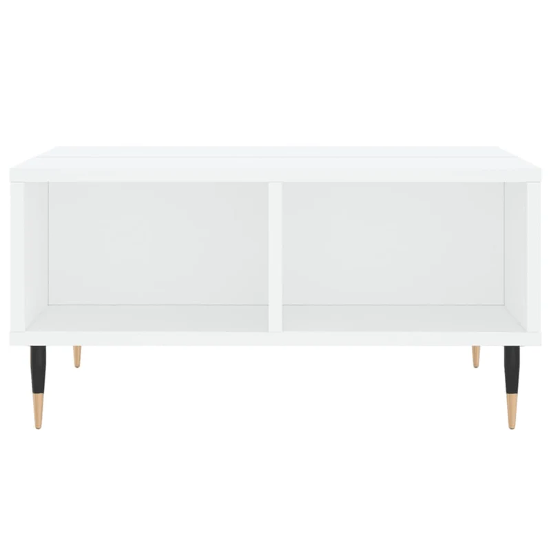 Table basse avec 4 compartiments design moderne et contemporaine 60 x 60 x 30 cm bois d'ingénierie blanc et fer DEC037926