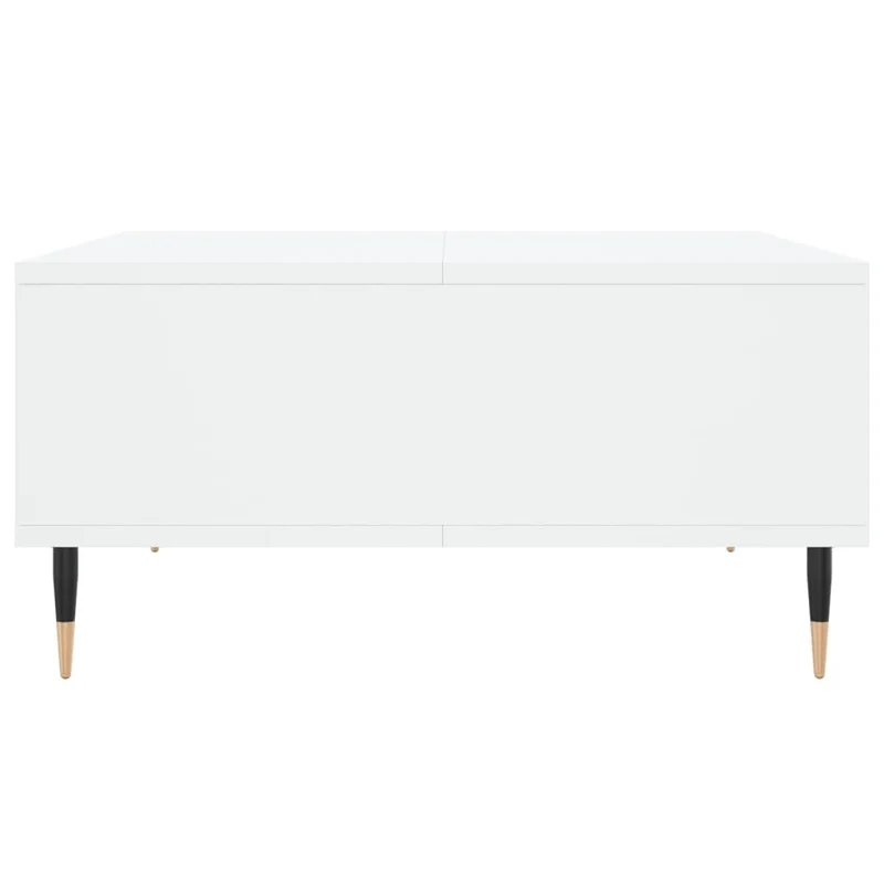 Table basse avec 4 compartiments design moderne et contemporaine 60 x 60 x 30 cm bois d'ingénierie blanc et fer DEC037926