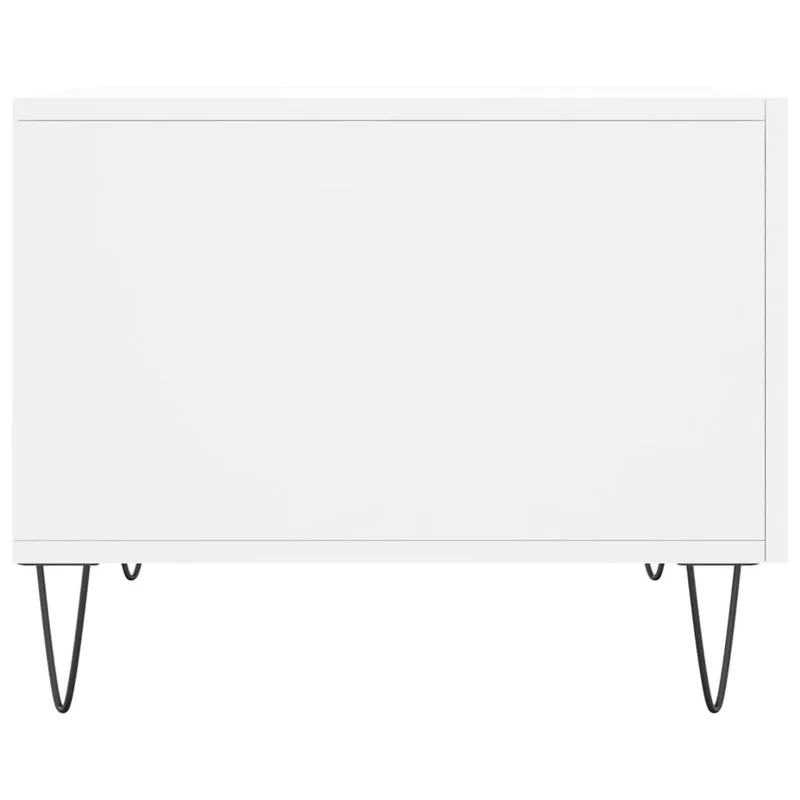 Table basse avec tiroir design moderne et contemporain 50 x 50 x 40 cm bois d'ingénierie blanc et fer DEC037883