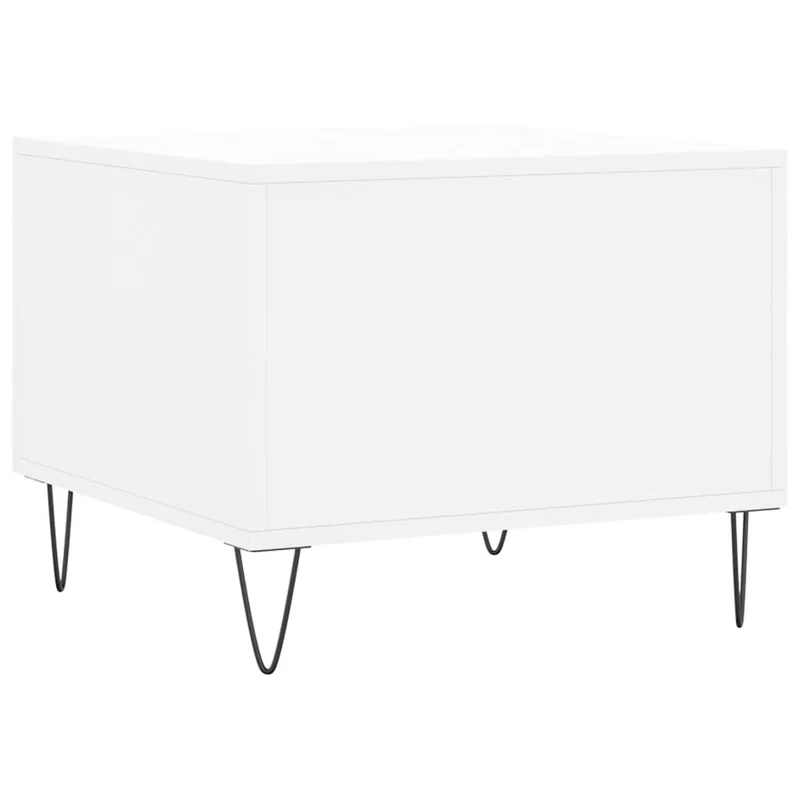 Table basse avec tiroir design moderne et contemporain 50 x 50 x 40 cm bois d'ingénierie blanc et fer DEC037883