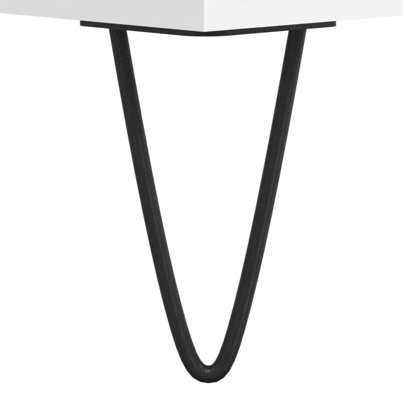 Table basse avec tiroir design moderne et contemporain 50 x 50 x 40 cm bois d'ingénierie blanc et fer DEC037883