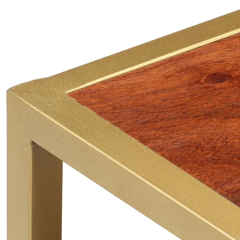 Table basse de salon compartiment ouvert et de 2 tiroirs 90 x 50 x 40 cm bois d'acacia massif et acier DEC037209